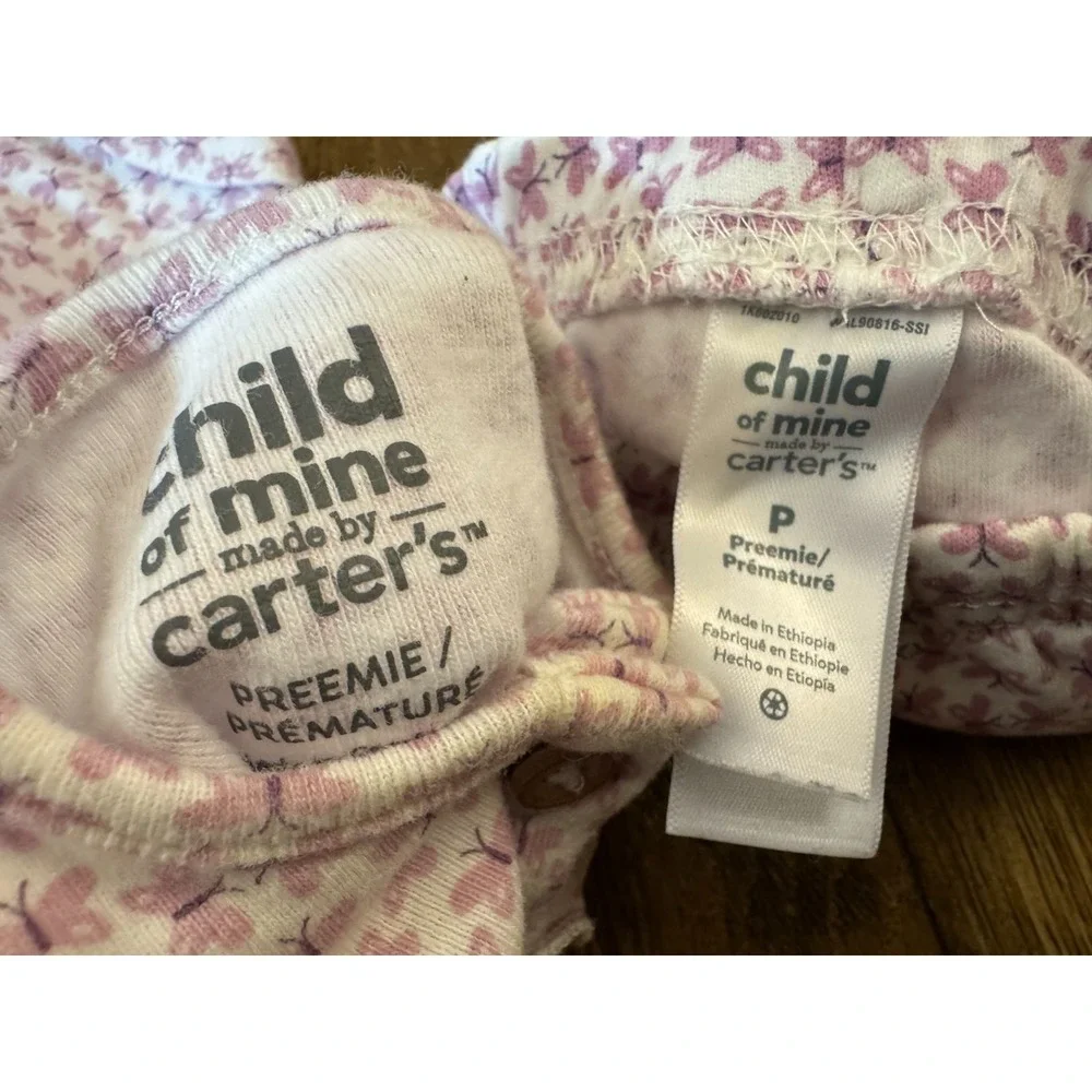 Child of Mine Baby Girl Preemie‎ Purple Butterfly Outfit Bodysuit Pants Clothes